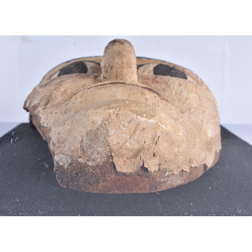 80 - A FINE AND RARE EGYPTIAN CARVED WOOD MUMMY MASK Late Period 664-40 BC. 27 cm x 20 cm.