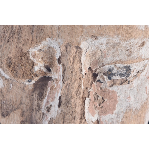 81 - A FINE AND LARGE EGYPTIAN CARVED WOOD MUMMY MASK Late Period 664-40 BC. 54 cm x 38 cm.