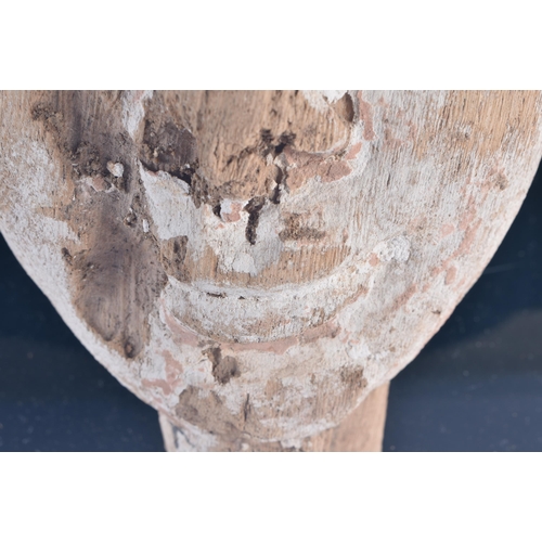 81 - A FINE AND LARGE EGYPTIAN CARVED WOOD MUMMY MASK Late Period 664-40 BC. 54 cm x 38 cm.