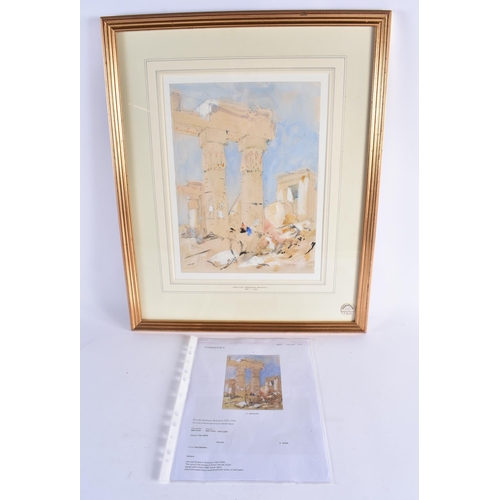 83 - A FRAMED WATERCOLOUR BY HERCULES BRABAZON BRABAZON (1821-1906). Ruins of Temple of Amon, Karnak, Eg... 