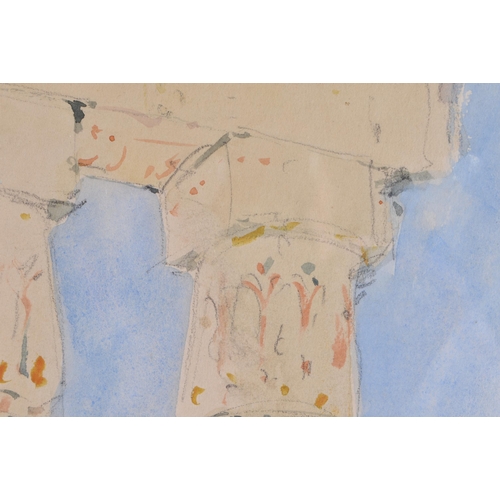 83 - A FRAMED WATERCOLOUR BY HERCULES BRABAZON BRABAZON (1821-1906). Ruins of Temple of Amon, Karnak, Eg... 