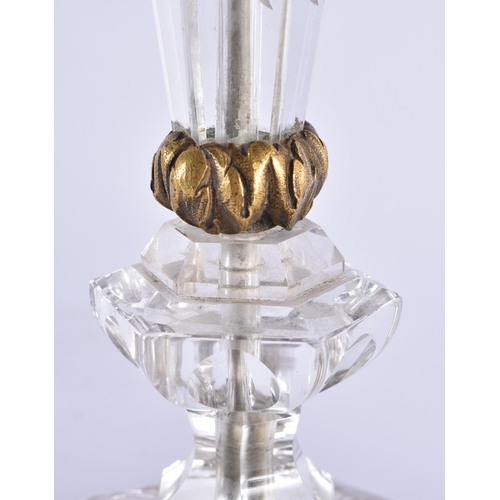 84 - A FINE PAIR OF EARLY 19TH CENTURY CONTINENTAL BRONZE AND ROCK CRYSTAL CANDLESTICKS French of Russian... 