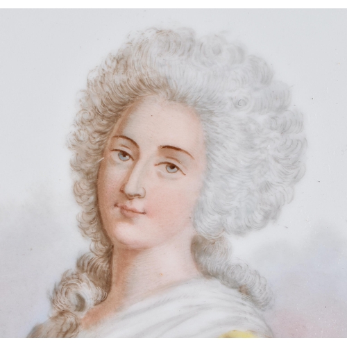 86 - A LATE 19TH CENTURY FRENCH SEVRES PORCELAIN CABINET PLATE painted with a portrait of a female, withi... 