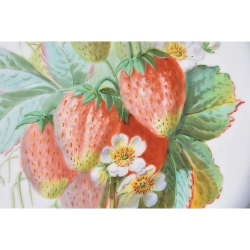 87 - A PAIR OF LATE 19TH CENTURY FRENCH SEVRES PORCELAIN CABINET PLATES painted with panels of fruit, und... 