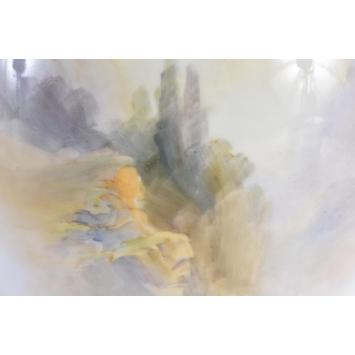 92 - A FINE LARGE ROYAL WORCESTER PORCELAIN TWIN HANDLED VASE AND COVER by John Stinton, painted with two... 