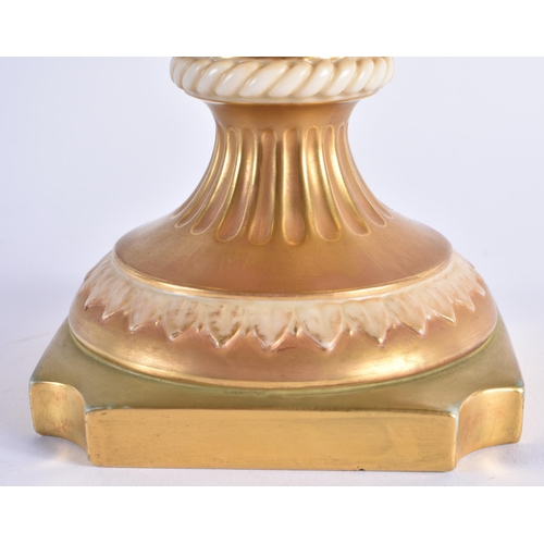 92 - A FINE LARGE ROYAL WORCESTER PORCELAIN TWIN HANDLED VASE AND COVER by John Stinton, painted with two... 