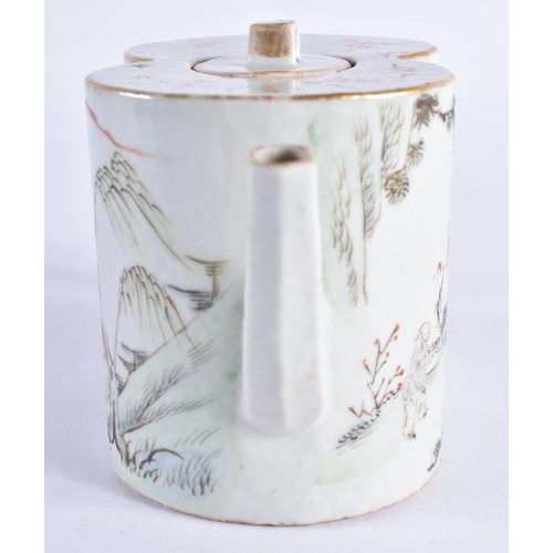 94 - A LATE 19TH CENTURY CHINESE FAMILLE ROSE PORCELAIN GOURD FORM TEPAOT AND COVER Guangxu, painted with... 