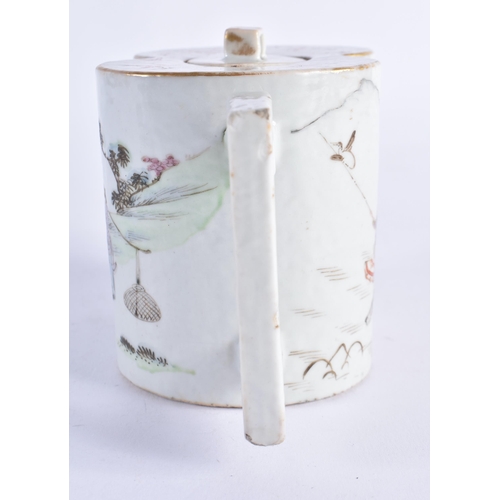 94 - A LATE 19TH CENTURY CHINESE FAMILLE ROSE PORCELAIN GOURD FORM TEPAOT AND COVER Guangxu, painted with... 