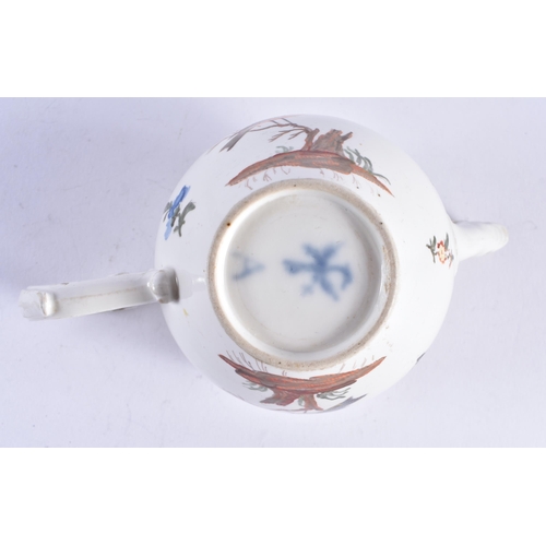 95 - A RARE 18TH CENTURY GERMAN PORCELAIN BULLET FORM TEAPOT AND COVER painted in the Meissen style with ... 