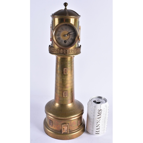 97 - A LOVELY LARGE 19TH CENTURY GUILLEMET INDUSTIRAL BRONZE LIGHTHOUSE CLOCK formed with a silver dial, ... 