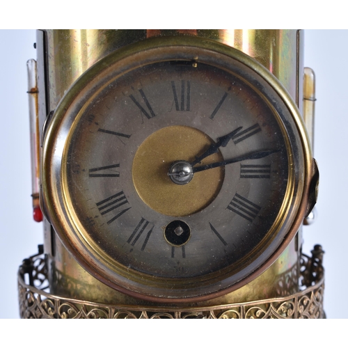 97 - A LOVELY LARGE 19TH CENTURY GUILLEMET INDUSTIRAL BRONZE LIGHTHOUSE CLOCK formed with a silver dial, ... 