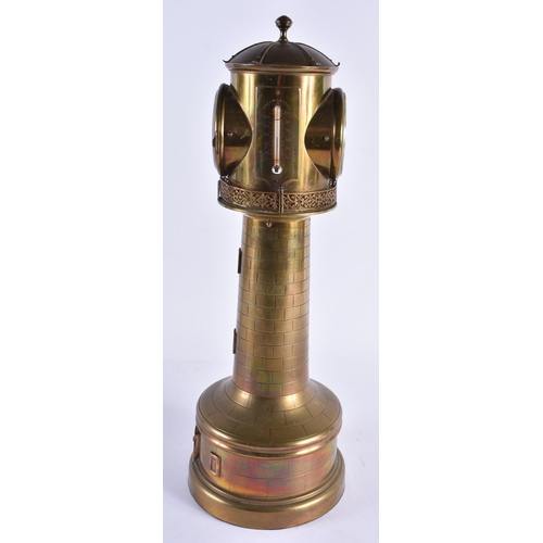 97 - A LOVELY LARGE 19TH CENTURY GUILLEMET INDUSTIRAL BRONZE LIGHTHOUSE CLOCK formed with a silver dial, ... 