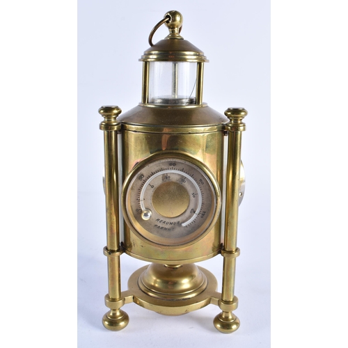 98 - A SMALLER UNUSUAL 19TH CENTURY INDUSTRIAL BRONZE LANTERN FORM CLOCK of almost architectural form, wi... 