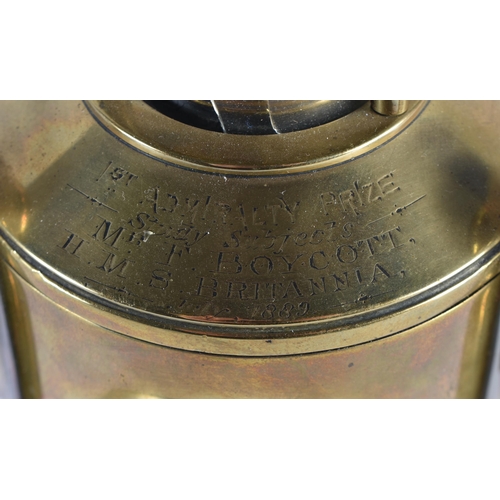 98 - A SMALLER UNUSUAL 19TH CENTURY INDUSTRIAL BRONZE LANTERN FORM CLOCK of almost architectural form, wi... 