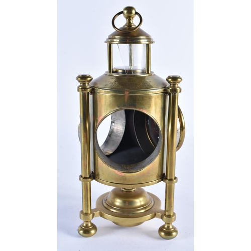 98 - A SMALLER UNUSUAL 19TH CENTURY INDUSTRIAL BRONZE LANTERN FORM CLOCK of almost architectural form, wi... 