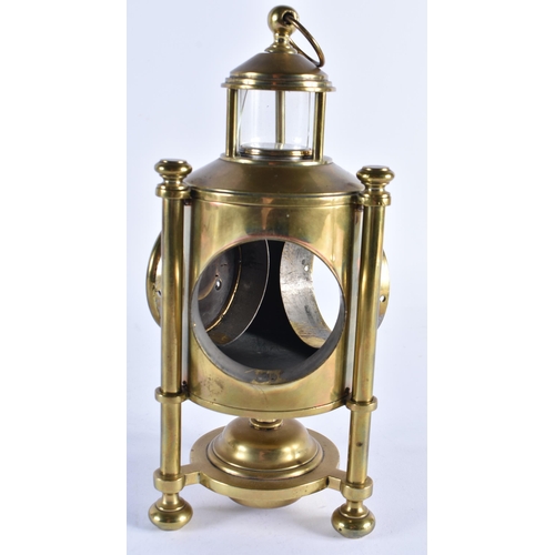 98 - A SMALLER UNUSUAL 19TH CENTURY INDUSTRIAL BRONZE LANTERN FORM CLOCK of almost architectural form, wi... 