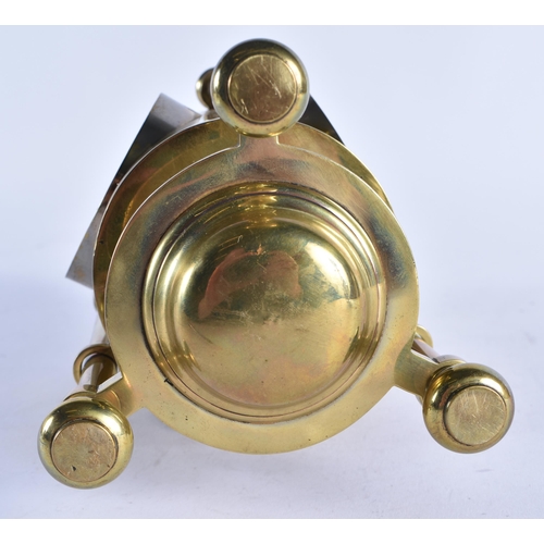 98 - A SMALLER UNUSUAL 19TH CENTURY INDUSTRIAL BRONZE LANTERN FORM CLOCK of almost architectural form, wi... 