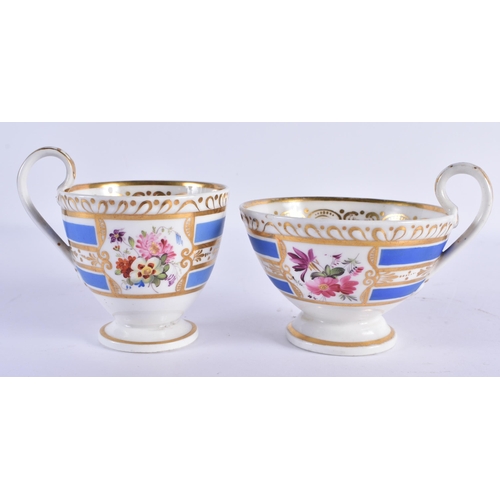 136 - AN EARLY 19TH CENTURY ENGLISH ROCKINGHAM STYLE TEA SERVICE comprising of 7 tea cups, 8 coffee cups, ... 