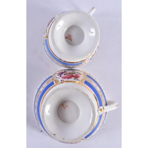 136 - AN EARLY 19TH CENTURY ENGLISH ROCKINGHAM STYLE TEA SERVICE comprising of 7 tea cups, 8 coffee cups, ... 