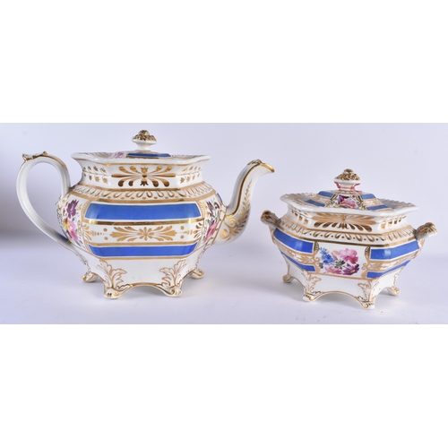 136 - AN EARLY 19TH CENTURY ENGLISH ROCKINGHAM STYLE TEA SERVICE comprising of 7 tea cups, 8 coffee cups, ... 