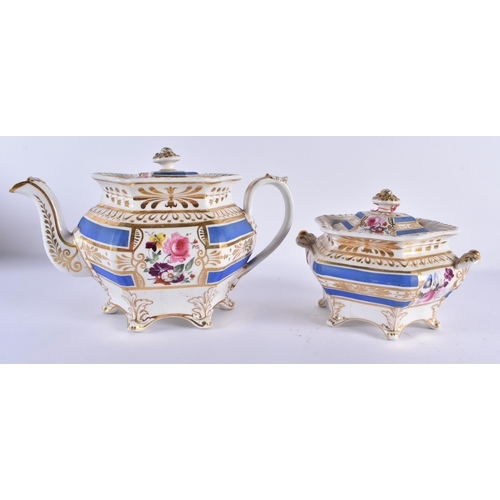 136 - AN EARLY 19TH CENTURY ENGLISH ROCKINGHAM STYLE TEA SERVICE comprising of 7 tea cups, 8 coffee cups, ... 