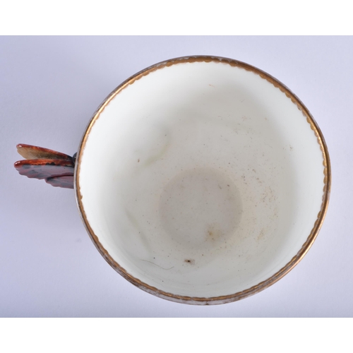 159 - Late 19th century rare English porcelain coffee cup with slight pedestal base and butterfly handle m... 