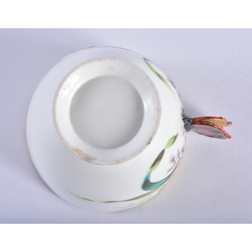 159 - Late 19th century rare English porcelain coffee cup with slight pedestal base and butterfly handle m... 