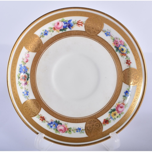 173 - Late 19th century Minton coffee cup and saucer with acid etched gilding including two Greek key bord... 