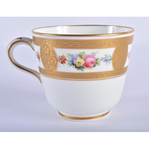 173 - Late 19th century Minton coffee cup and saucer with acid etched gilding including two Greek key bord... 