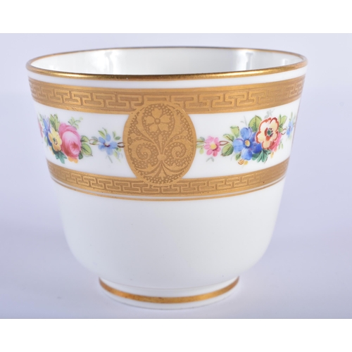 173 - Late 19th century Minton coffee cup and saucer with acid etched gilding including two Greek key bord... 