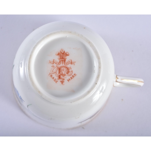 190 - Royal Worcester coffee cup and saucer painted with a bee and moths, having an extremely rare royal w... 