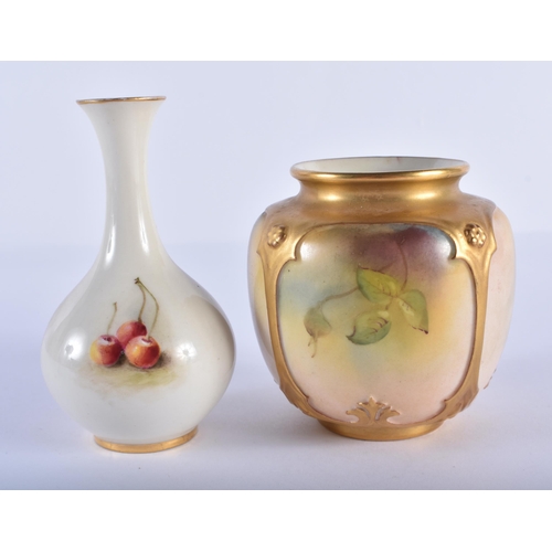 201 - Royal Worcester vase painted with fruit on a mossy bank by Ricketts, signed, date 1916, shape 2491 a... 