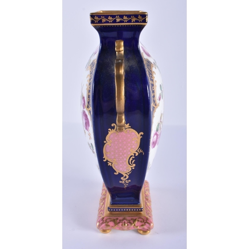 204 - 19th century Copeland vase in Chinese style with two gilt handles, a raised gilt pink centre and a f... 