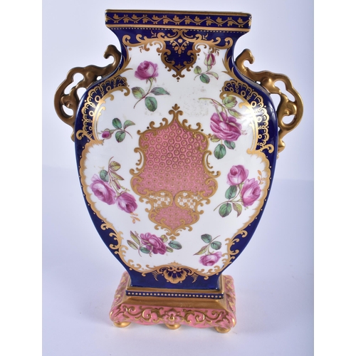 204 - 19th century Copeland vase in Chinese style with two gilt handles, a raised gilt pink centre and a f... 