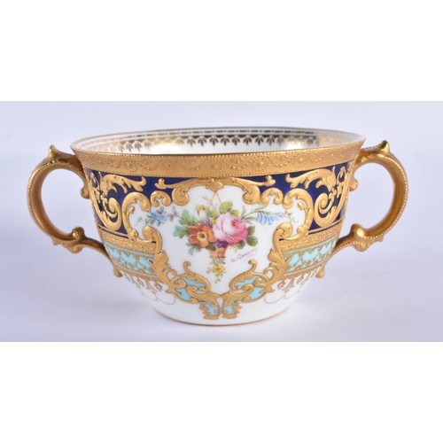 206 - Royal Crown Derby Gary service soup cup and saucer , gold Royal Warrant marks. Cup 6cm high, Saucer ... 