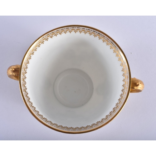 206 - Royal Crown Derby Gary service soup cup and saucer , gold Royal Warrant marks. Cup 6cm high, Saucer ... 