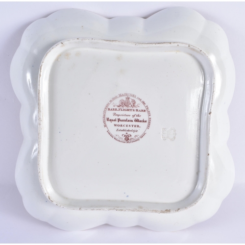 22 - A LATE 18TH/19TH CENTURY BARR FLIGHT AND BARR ARMORIAL SQUARE FORM DISH painted with a double eagle.... 