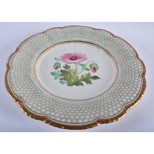 225 - AN EARLY 19TH CENTURY SPODE LANDSCAPE PLATE together with three Kerr & Binns Worcester plates. Large... 