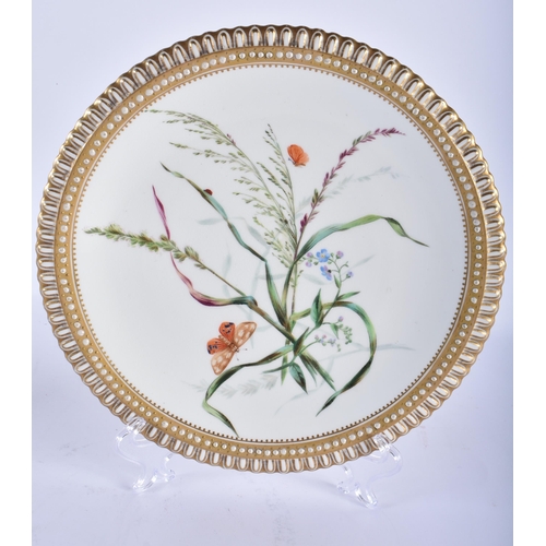 225 - AN EARLY 19TH CENTURY SPODE LANDSCAPE PLATE together with three Kerr & Binns Worcester plates. Large... 