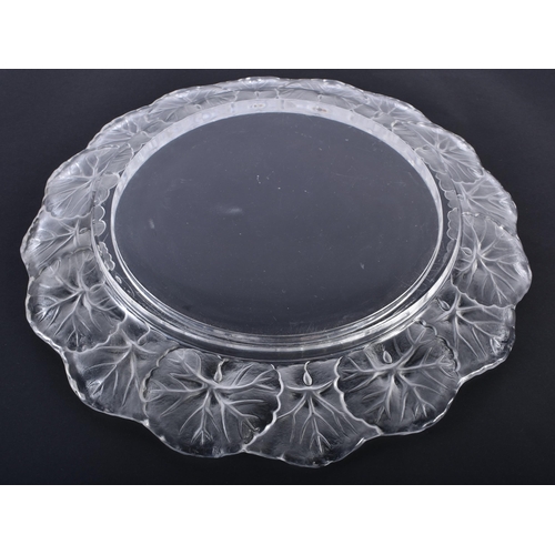 226 - A FRENCH LALIQUE GLASS PLATE. 20 cm wide.