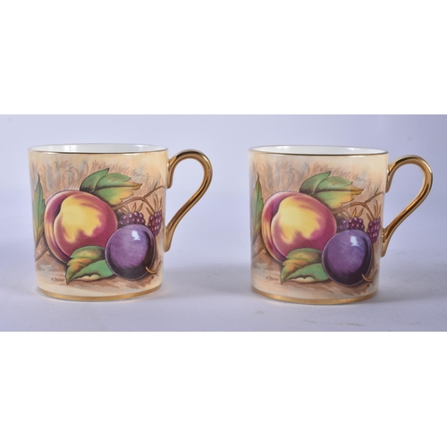 232 - A BOXED AYNSLEY FRUIT PAINTED PORCELAIN TEASET. (qty)