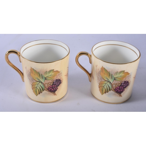 232 - A BOXED AYNSLEY FRUIT PAINTED PORCELAIN TEASET. (qty)