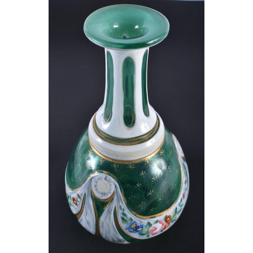 234 - AN ANTIQUE BOHEMIAN GLASS VASE together with two glasses. 14 cm high. (3)