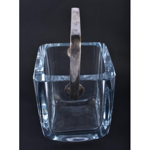 237 - A SCANDINAVIAN SILVER HANDLED GLASS BUCKET. 15 cm high.