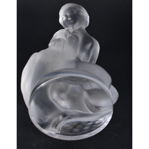 244 - A FRENCH LALIQUE GLASS NYMPH. 11.5 cm x 6 cm.