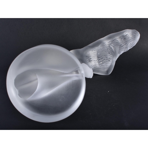 248 - A FRENCH LALIQUE GLASS FIGURE OF A RECLINING NUDE. 13 cm x 11 cm.