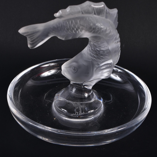 260 - A FRENCH LALIQUE GLASS FISH DISH. 9.75 cm x 9.25cm.