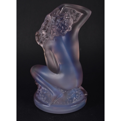 261 - A FRENCH LALIQUE PUCE GLASS NYMPH. 8 cm x 5 cm.