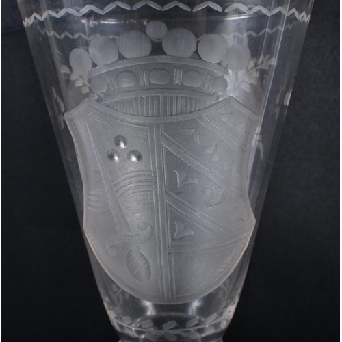 277 - AN ANTIQUE ARMORIAL GLASS. 30 cm high.