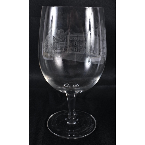 278 - AN ANTIQUE ENGRAVED COUNTRY HOUSE GOBLET. 21 cm high.